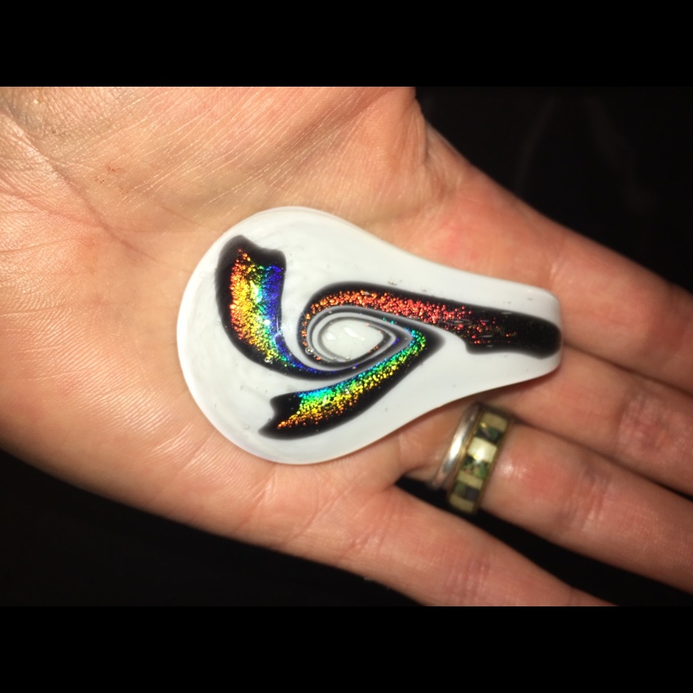 Dichroic Glass Swirl Black and white Pendant